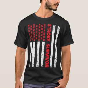 T-shirt Drapeau américain Stroke Survivor Awareness Ruban