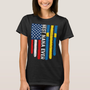 T-shirt Drapeau Américain & Suède Drapeau Meilleure famill