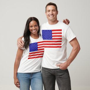 T-shirt Drapeau américain sur Burlap Linen Rustic Jute