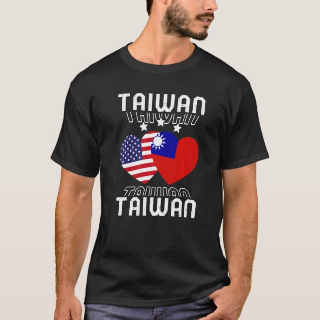 T-shirt Drapeau Américain Taïwanais Double Na (Devant)