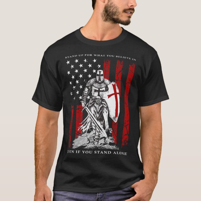 T-shirt Drapeau américain Templier de Chevalier (Devant)