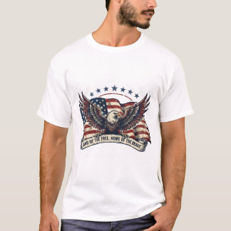 T-shirt Drapeau américain Terre des libres aigle patriotiq