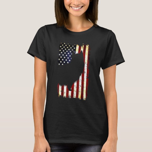 T-shirt Drapeau Américain Terrier Silhouette 4e De (Devant)