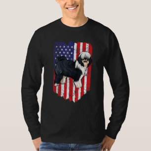 T-shirt Drapeau Américain Terrier Tibétain 4 Juillet Etats