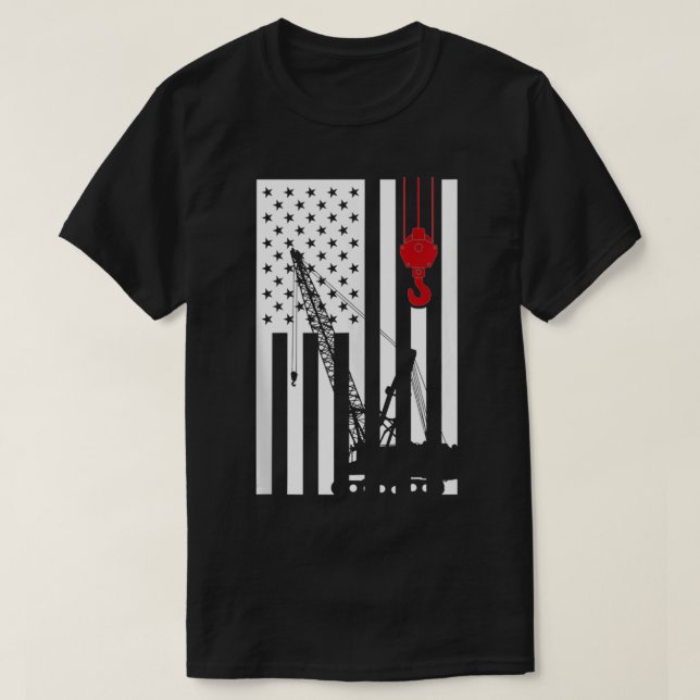 T-shirt Drapeau américain Thématique Grue Opérateur Hommes (Design devant)