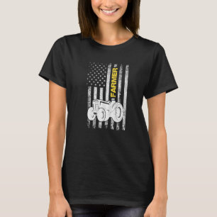 T-shirt Drapeau Américain Tracteur Patriotique Agriculture