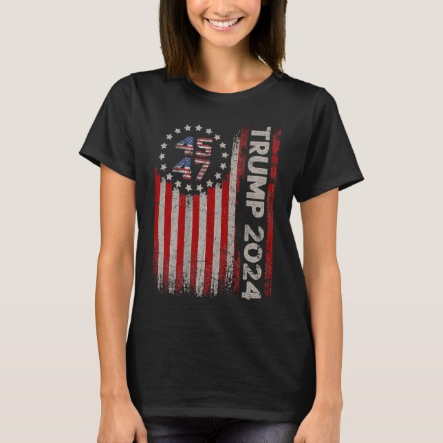 T-shirt Drapeau américain Trump 2024 (Devant)
