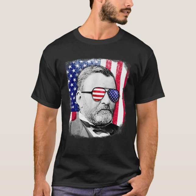 T-shirt Drapeau américain Ulysses S Grant 4 juillet (Devant)