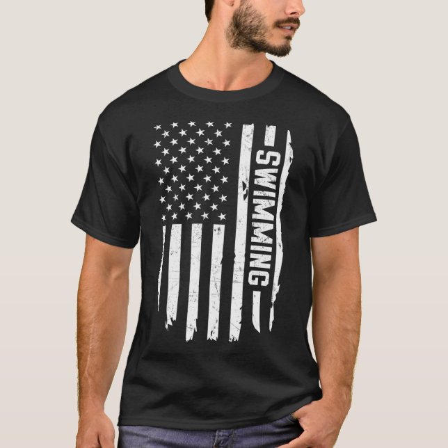 T-shirt Drapeau américain USA duathlète cross country (Devant)