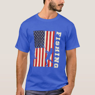 T-shirt Drapeau américain USA Patriotic Bass Fishing Pêche