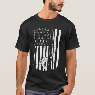 T-shirt Drapeau américain USA Poisson Pêcheur Pêcheur Bass