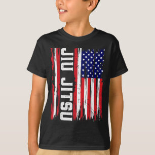 T-shirt Drapeau américain USA Police Jiu Jitsu Brésilien B