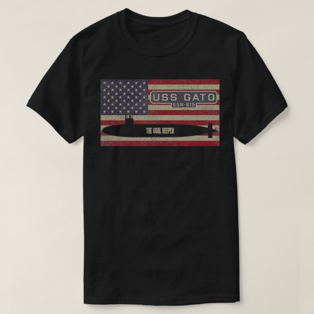 T-shirt Drapeau américain USS Gato SSN615  (Design devant)