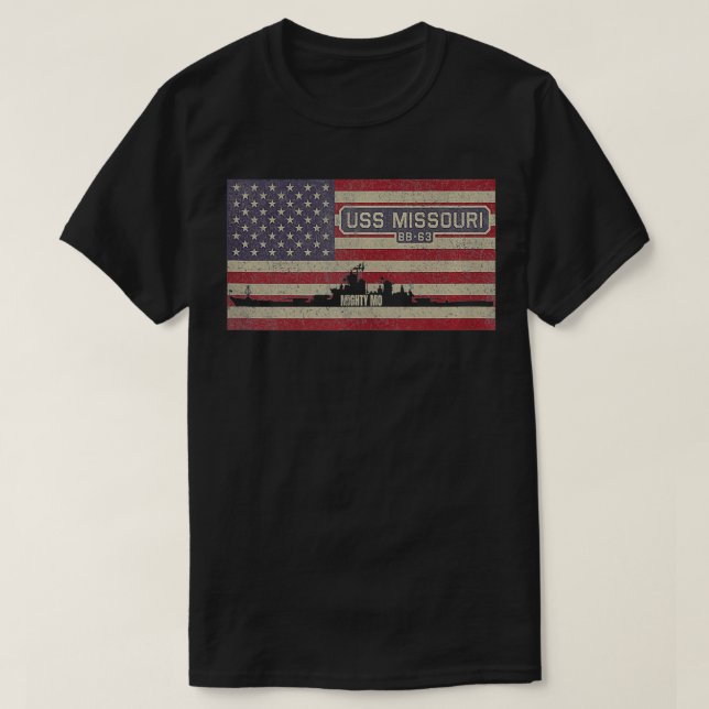 T-shirt Drapeau américain USS Missouri BB63 2ÈME GUERRE MO (Design devant)