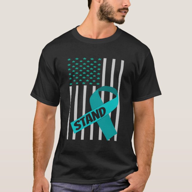 T-shirt Drapeau américain vert ruban chemise Scoliose Sens (Devant)
