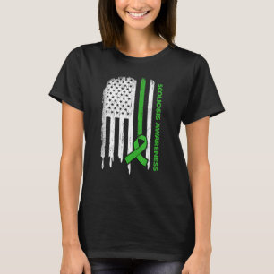 T-shirt Drapeau américain Vert Ruban Sensibilisation à la