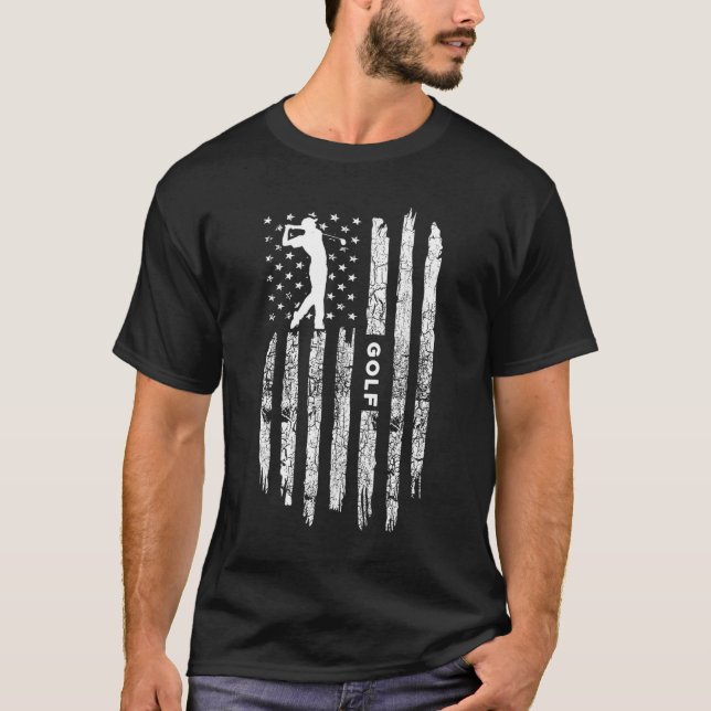 T-shirt Drapeau américain Vêtements de golf - Golfer Vinta (Devant)