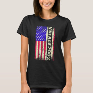 T-shirt Drapeau Américain Vintage 2002 20 Ans 20e Annivers
