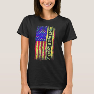 T-shirt Drapeau américain vintage 2007 15 ans 15e annivers