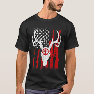 T-shirt Drapeau américain vintage chasse au cerf rouge bla