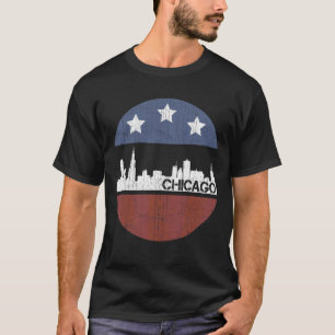 T-shirt Drapeau américain vintage Chicago City Skyline