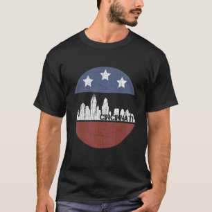 T-shirt Drapeau américain vintage Cincinnati City Skyline