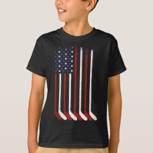 T-shirt Drapeau américain vintage de hockey sur glace pour