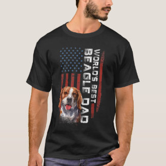 T-shirt Drapeau américain vintage du meilleur papa Beagle 