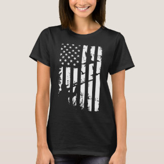 T-shirt Drapeau américain Vintage en détresse Chasse au ca