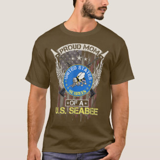 T-shirt Drapeau Américain vintage Fier Maman D'Un Seabee A