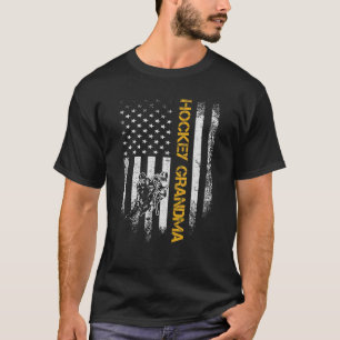 T-shirt Drapeau américain vintage Fière Hockey Grandma Sil
