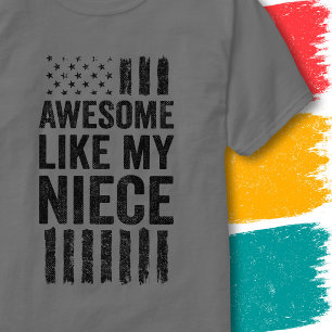 T-shirt Drapeau Américain Vintage Génial Comme Ma Nièce