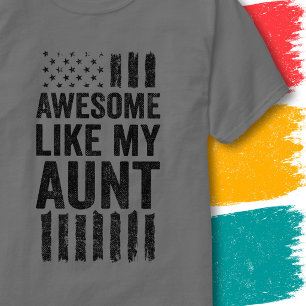 T-shirt Drapeau Américain Vintage Génial Comme Ma Tante
