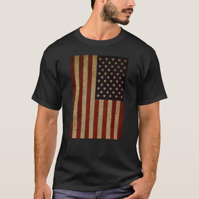 T-shirt Drapeau américain vintage Grunge (Devant)