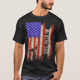 T-shirt Drapeau américain vintage Judo Karate Papa Silhoue
