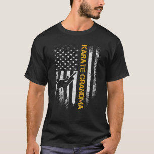 T-shirt Drapeau américain vintage Karate Grandma Karateka