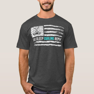 T-shirt Drapeau américain vintage Mange Curling de sommeil