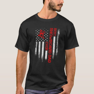 T-shirt Drapeau américain Vintage Meilleur Snowboard Papa 