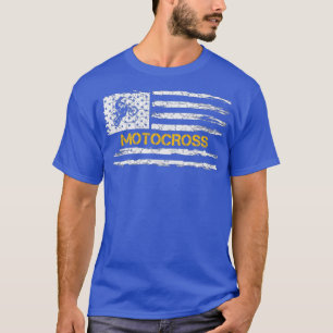 T-shirt Drapeau américain vintage Motocross Dirt Bike