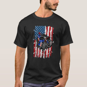 T-shirt Drapeau américain vintage Motocross Drapeau améric