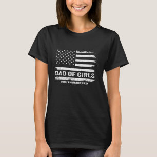 T-shirt Drapeau Américain vintage Papa De Filles En Nombre