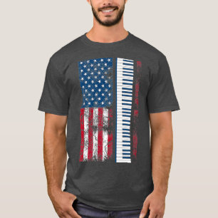 T-shirt Drapeau américain vintage Piano Cute Claviériste