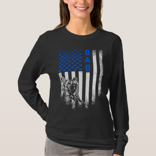 T-shirt Drapeau américain vintage USA fier papa de hockey
