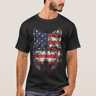 T-shirt Drapeau américain Wolf États-Unis