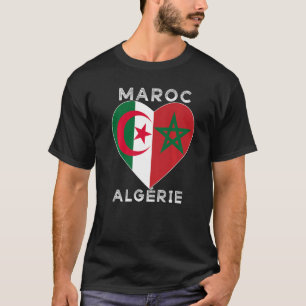 T-shirt Drapeau Amour Maroc Algérie I Love Maroc Algérie S