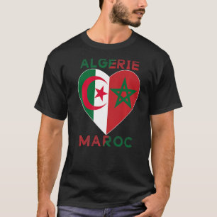 T-shirt Drapeau Amour Maroc Algérie I Love Maroc Algérie S