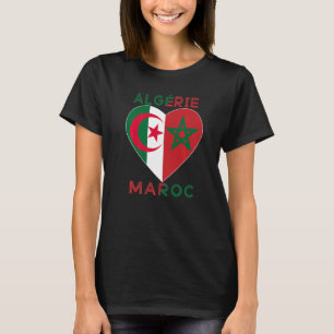 T-shirt Drapeau Amour Maroc Algérie I Love Maroc Algérie S