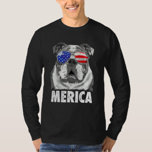 T-shirt Drapeau anglais Bulldog 4 juillet Merica Men Usa