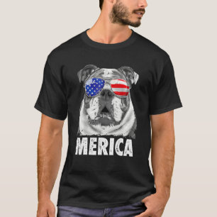 T-shirt Drapeau anglais Bulldog 4 juillet Merica Men Usa