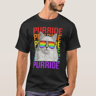 T-shirt Drapeau arc-en-ciel de la fierté gay de chat de la